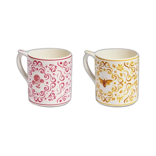 Set Of Two Mugs, Bee And Rose