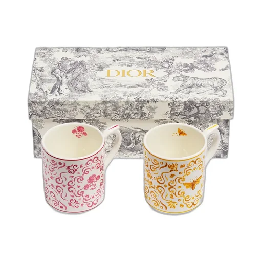 Set Of Two Mugs, Bee And Rose