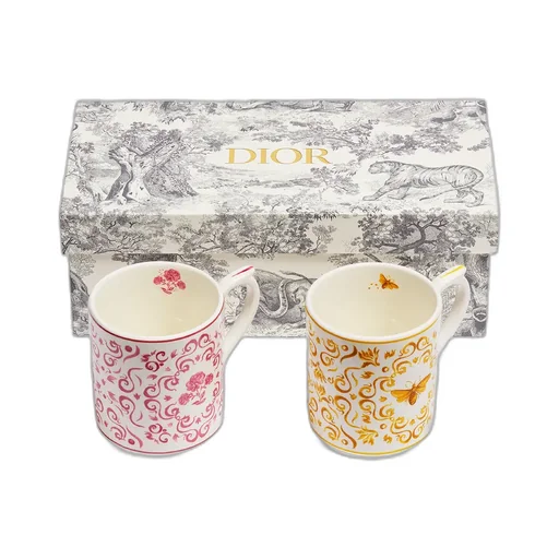 Set Of Two Mugs, Bee And Rose