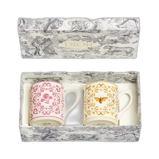 Set Of Two Mugs, Bee And Rose