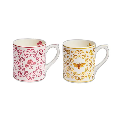 Set Of Two Mugs, Bee And Rose