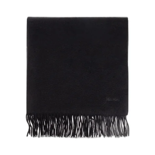 Max Mara Logo Embroidered Fringed Scarf