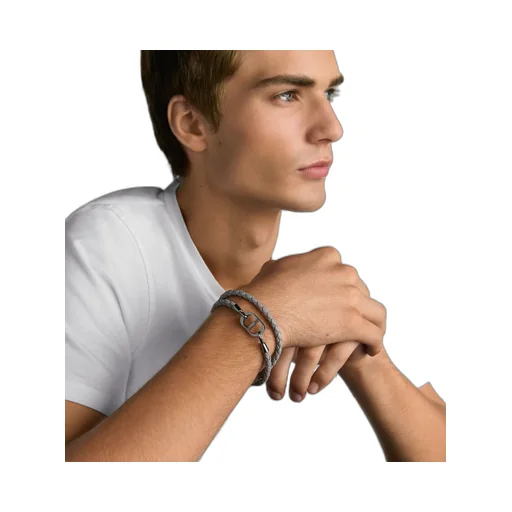 Cd Icon Braided Leather Double Bracelet