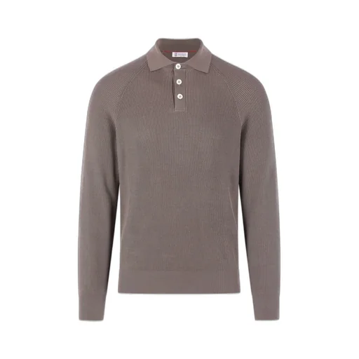 Brunello Cucinelli Long Sleeved Knitted Polo Jumper