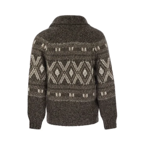 Brunello Cucinelli Geometric Jacquard Button-Up Cardigan
