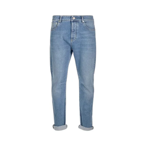 Brunello Cucinelli Logo Patch Tapered Leg Jeans
