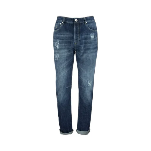 Brunello Cucinelli Logo Patch Distressed Jeans