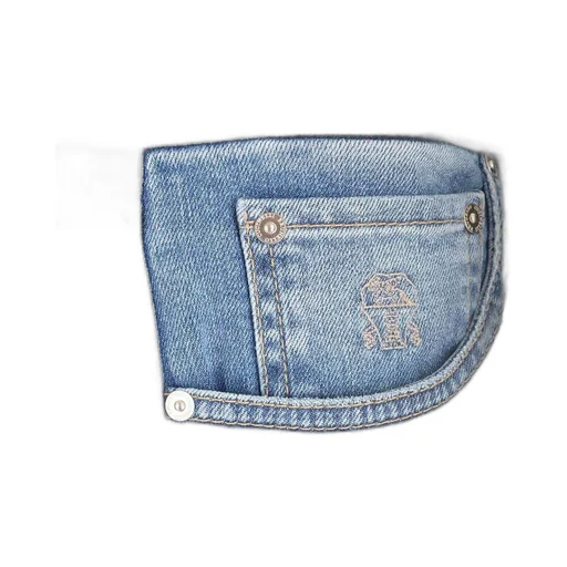 Brunello Cucinelli Logo Patch Tapered Leg Jeans