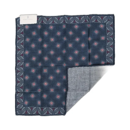 Brunello Cucinelli Geometric Printed Hand-Rolled Hem Pocket Square