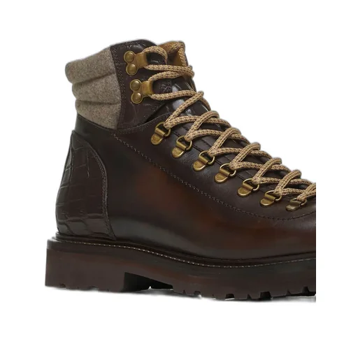 Brunello Cucinelli Round-Toe Lace-Up Ankle Boots
