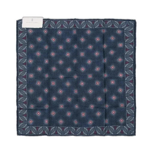 Brunello Cucinelli Geometric Printed Hand-Rolled Hem Pocket Square