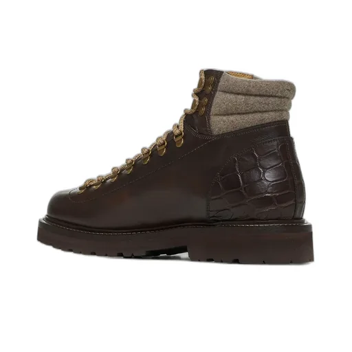 Brunello Cucinelli Round-Toe Lace-Up Ankle Boots