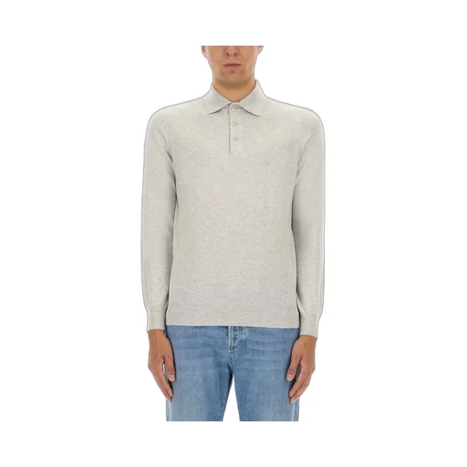 Brunello Cucinelli Long Sleeved Knitted Polo Shirt