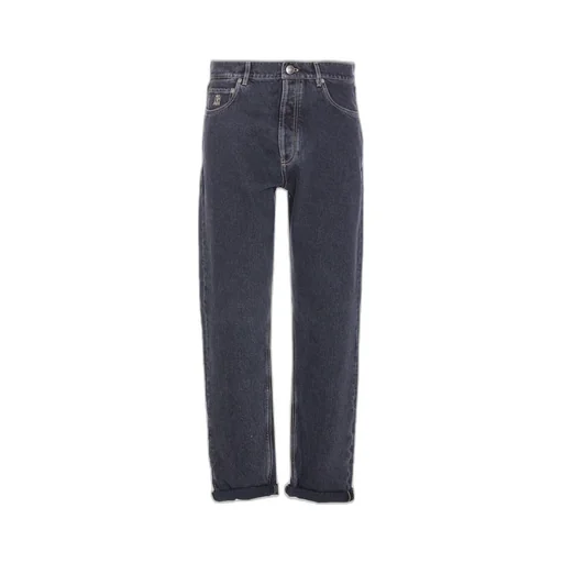 Brunello Cucinelli Logo Embroidered Slim-Fit Jeans