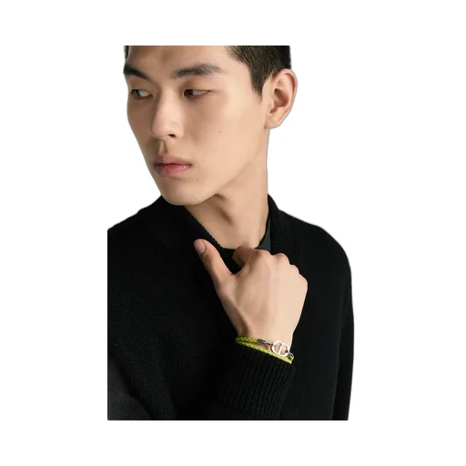 Cd Icon Woven Leather Double Bracelet