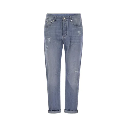 Brunello Cucinelli Logo Embroidered Distressed Jeans