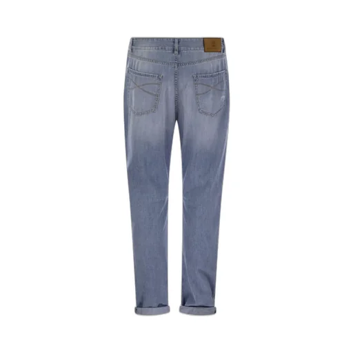Brunello Cucinelli Logo Embroidered Distressed Jeans