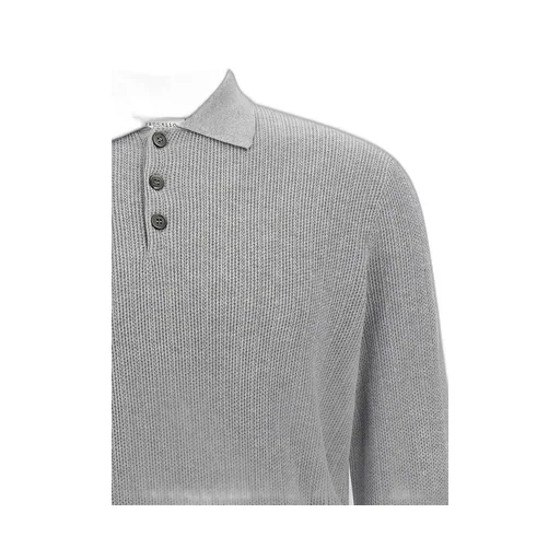 Brunello Cucinelli Long Sleeved Ribbed Polo Shirt