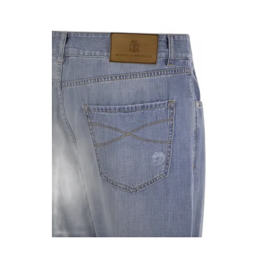 Brunello Cucinelli Logo Embroidered Distressed Jeans
