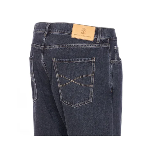 Brunello Cucinelli Logo Embroidered Slim-Fit Jeans