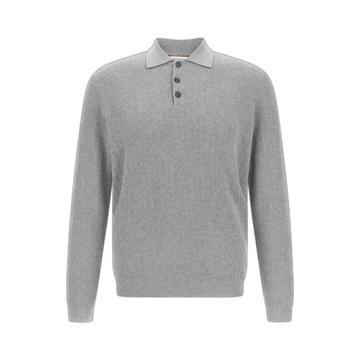 Brunello Cucinelli Long Sleeved Ribbed Polo Shirt