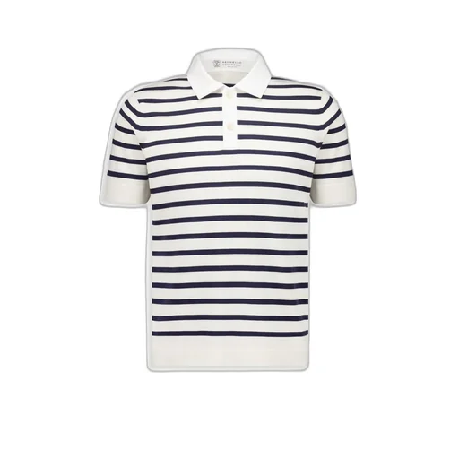 Brunello Cucinelli Striped Knit Polo Shirt