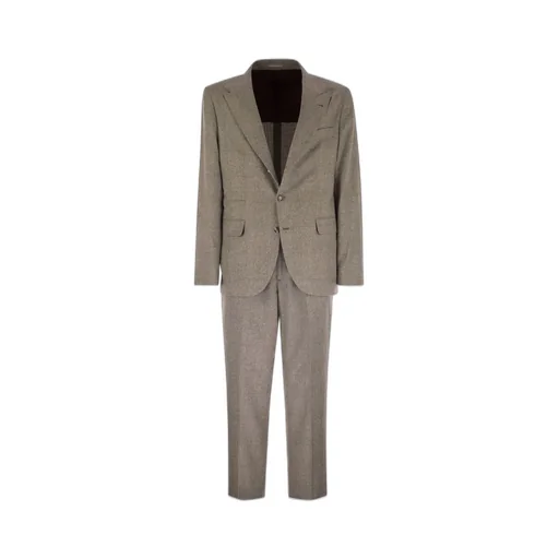 Brunello Cucinelli Prince Of Wales Flannel Tailored Suit