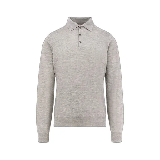 Brunello Cucinelli Long Sleeved Fine-Knit Polo Shirt
