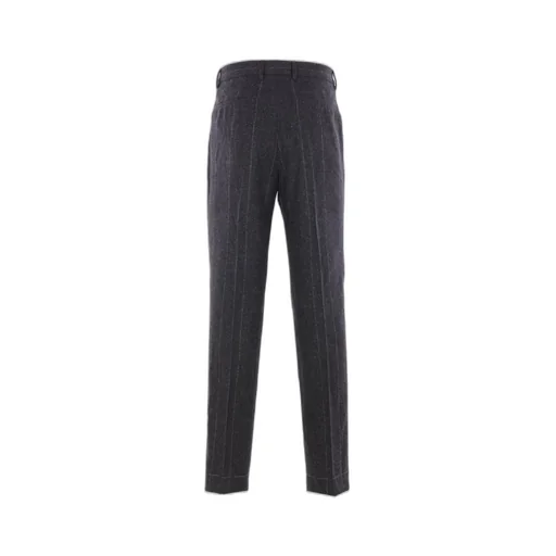 Brunello Cucinelli Flecked Chalk Stripe Flannel Leisure Fit Trousers