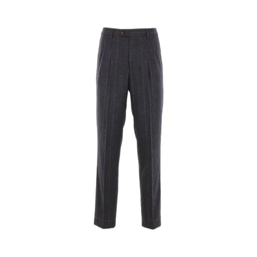 Brunello Cucinelli Flecked Chalk Stripe Flannel Leisure Fit Trousers