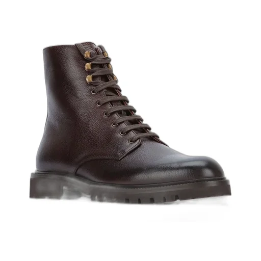 Brunello Cucinelli Round Toe Lace-Up Boots