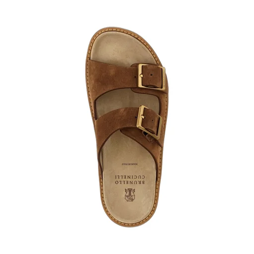 Brunello Cucinelli Double-Buckle Fastened Open-Toe Slides