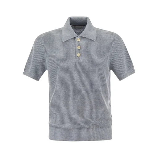 Brunello Cucinelli Short Sleeved Rbbed-Knit Polo Shirt
