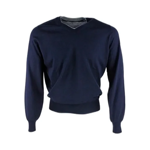 Brunello Cucinelli Ribbed-Knit V-Neck Jumper