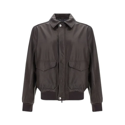 Brunello Cucinelli Aviator Zip-Up Leather Jacket
