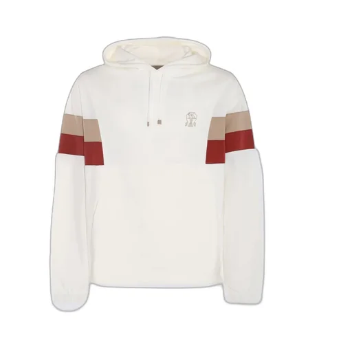 Brunello Cucinelli Panelled Logo-Printed Drawstring Hoodie
