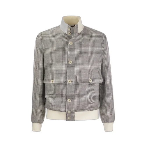 Brunello Cucinelli Checked High-Neck Jacket