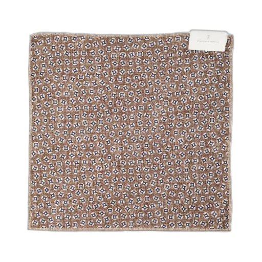 Brunello Cucinelli Logo Patch Patterned Pocket Square