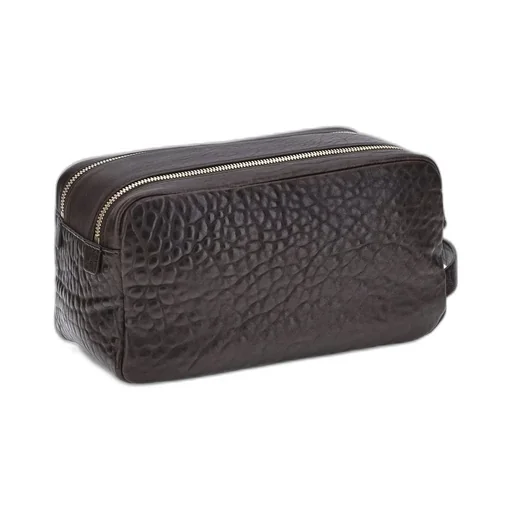 Brunello Cucinelli Double Zipper Textured Leather Beauty Case