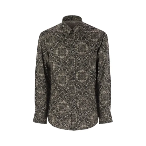 Brunello Cucinelli Patterned Curved Hem Shirt