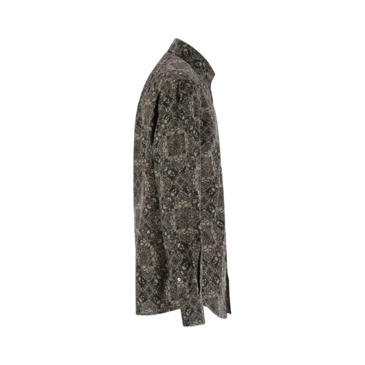 Brunello Cucinelli Patterned Curved Hem Shirt