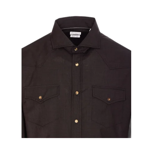 Brunello Cucinelli Long Sleeved Spread Collared Shirt