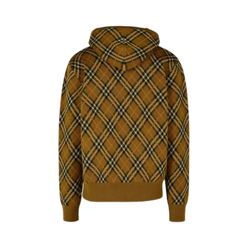 Burberry Checked Drawstring Knitted Hoodie