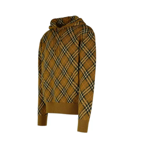 Burberry Checked Drawstring Knitted Hoodie
