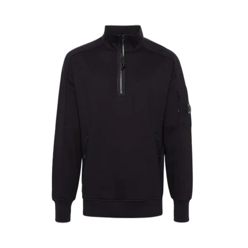 C.P. Company Lens-Detailed Mock Neck Zipped Sweatshirt
