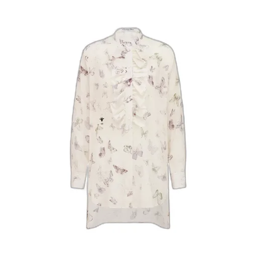 Blouse With Ruffled Neckline