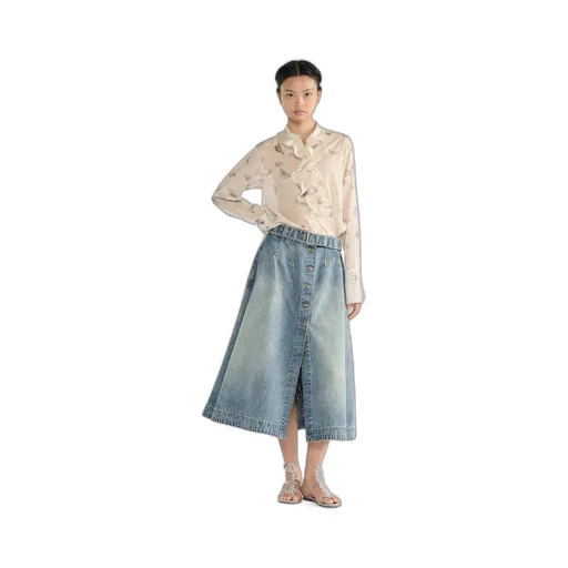 Blouse With Ruffled Neckline