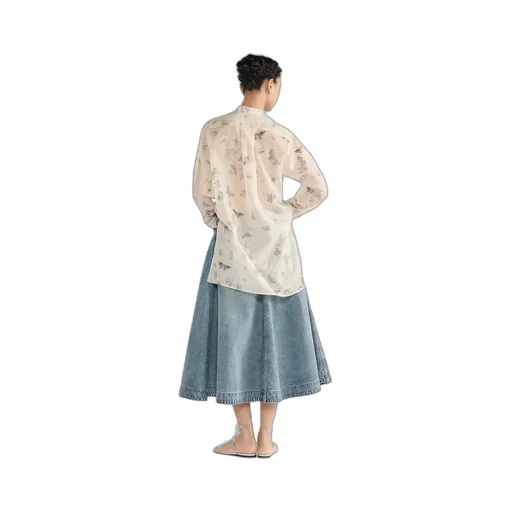 Blouse With Ruffled Neckline