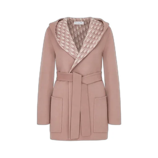 Cropped Coat With Hood And Belt