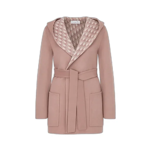 Cropped Coat With Hood And Belt